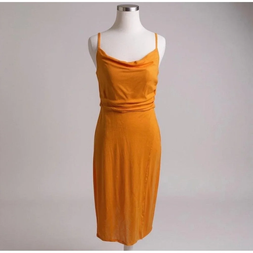 laundry orange dress Laundry By Shelli Segal | Dresses | Laundry By Shelli Segal Orange Cowl  Neck Ribbed Midi Dress Hv3d45 Size 2 New